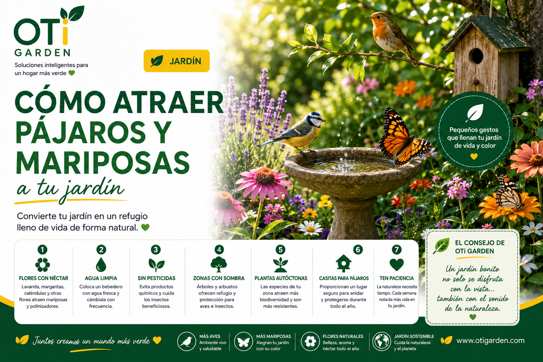 🐦 Cómo atraer pájaros y mariposas a tu jardín de forma natural